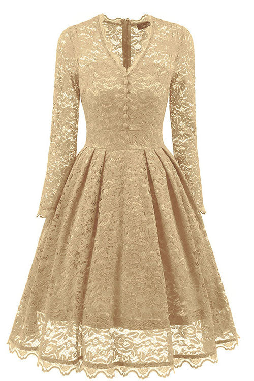 Long Sleeves Lace Wisteria Party Dress