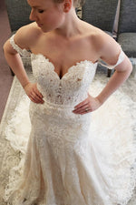 Long Off-the-Shoulder Mermaid Iovry Wedding Dress with Lace