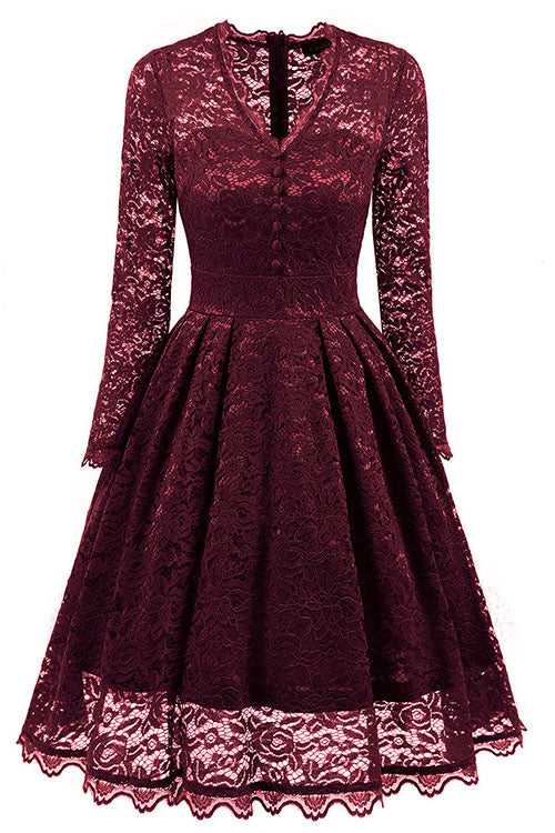 Long Sleeves Lace Wisteria Party Dress