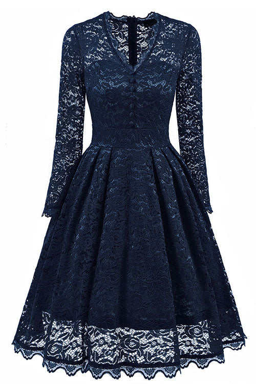 Long Sleeves Lace Wisteria Party Dress