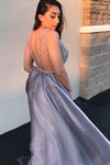 Deep V-Neck Beading Long Prom Dress with Open Back