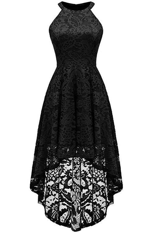 Halter Hi-Low Lace Beige Party Dress FancyVestido Halter Hi-Low Lace Beige Party Dress FancyVestido