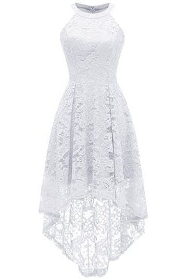 Halter Hi-Low Lace Beige Party Dress FancyVestido Halter Hi-Low Lace Beige Party Dress FancyVestido