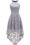 Halter Hi-Low Lace Beige Party Dress