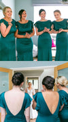 Elegant Emerald Green Crew Neck Long Bridesmaid Dress