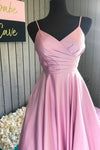 Elegant Pleated A-Line Pink Long Prom Dress