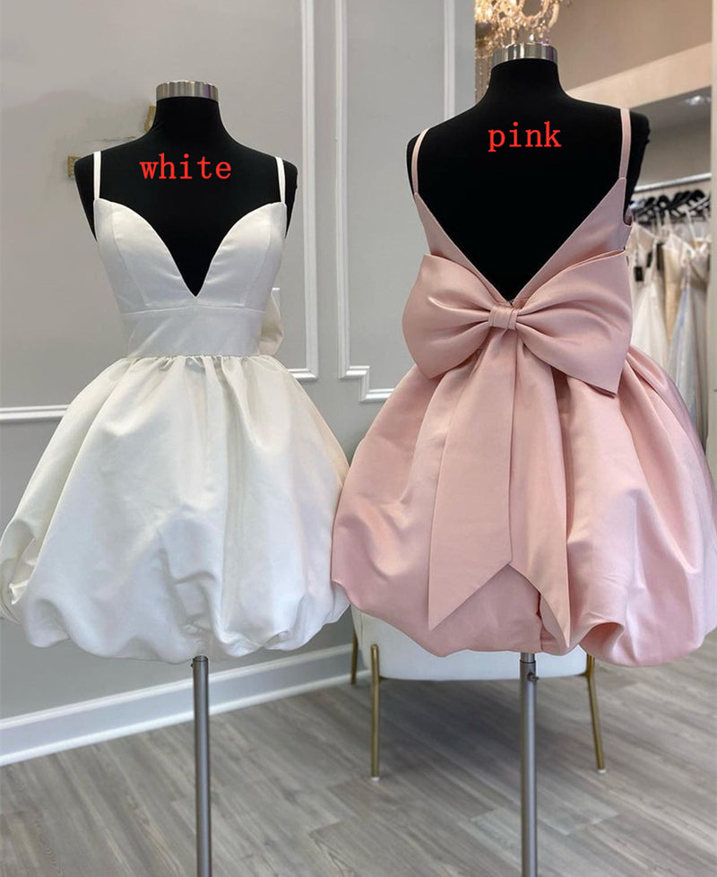 Cute V-Neck Short Party Dress with Bow