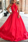 Sexy Plunging Neck Long Prom Dress with Embroidery