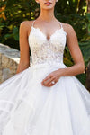Long Spaghetti Strap A-line White Wedding Dress with Lace