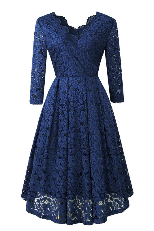 Endearing Love Navy Scallop Lace Dress