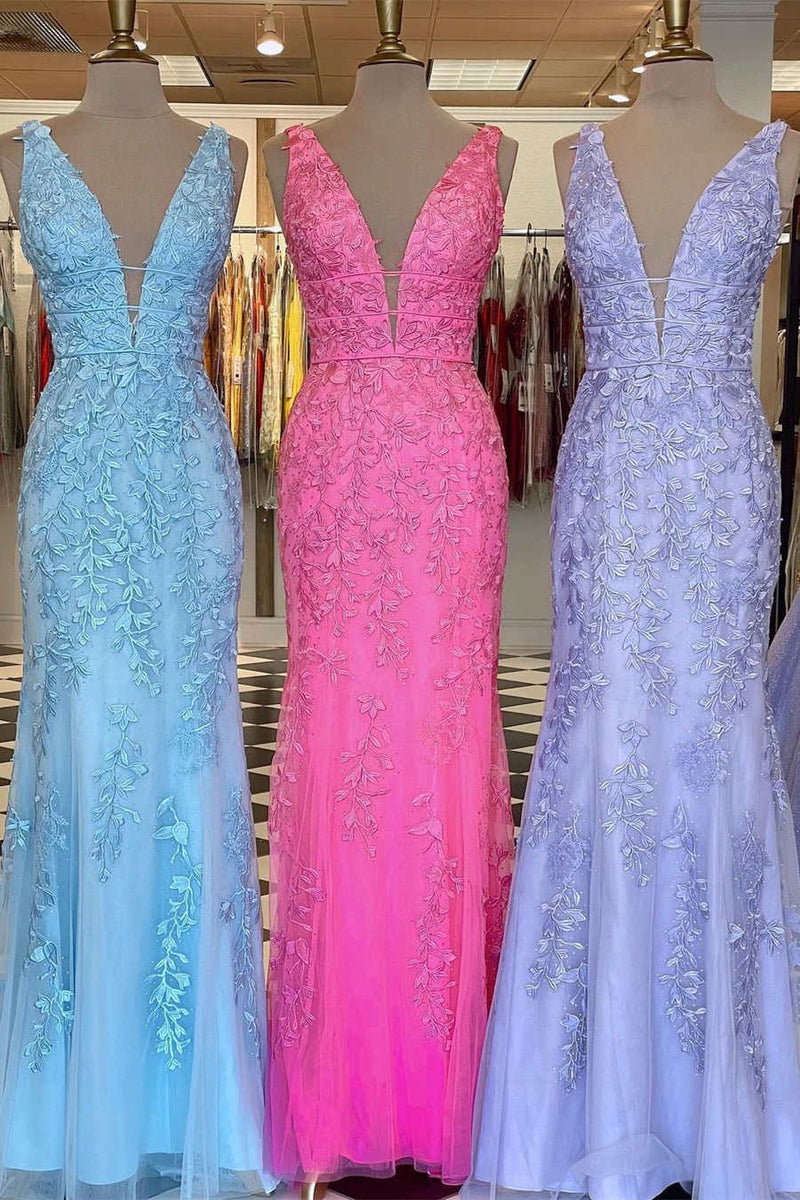 Elegant Lavender Lace Mermaid Prom Dress with Appliques
