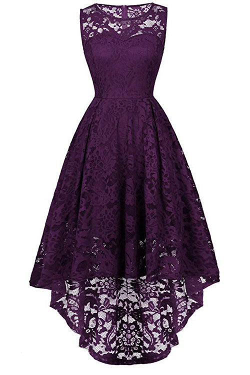 lavender party dress Sleeveless Hi-Low Lace Lavender Party Dress – FancyVestido