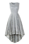 Sleeveless Hi-Low Lace Lavender Party Dress