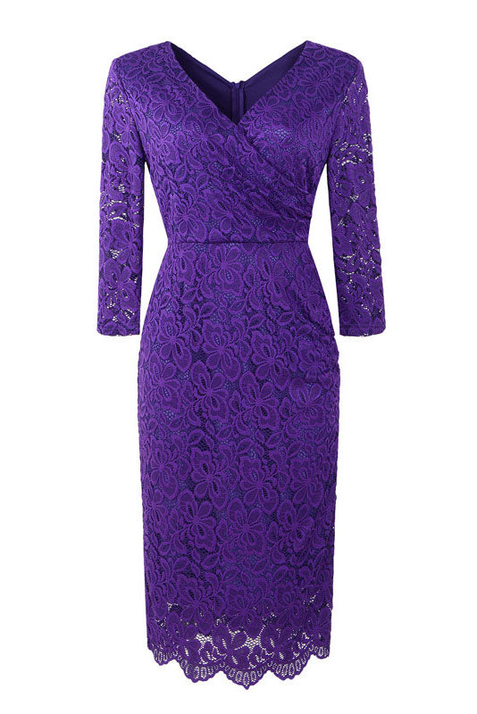 V-Neck Long Sleeves Emerald Green Party Dress