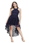 Halter Asymmetry Lace Cut Out Party Dress