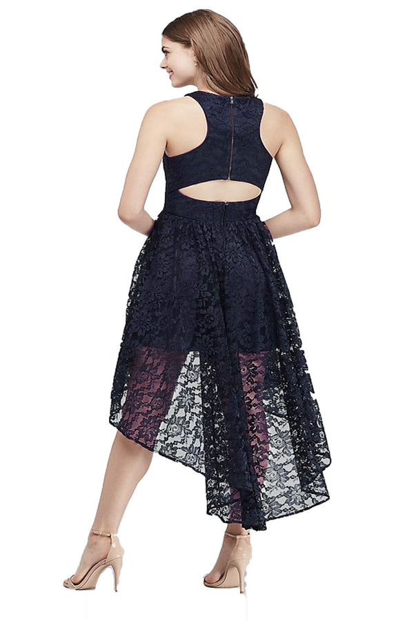 Halter Asymmetry Lace Cut Out Party Dress