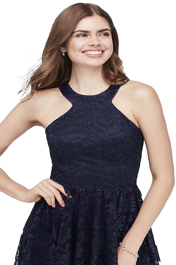 Halter Asymmetry Lace Cut Out Party Dress