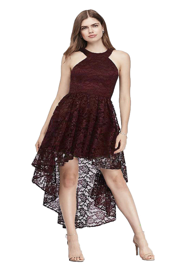 Halter Asymmetry Lace Cut Out Party Dress