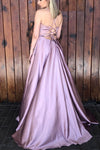 Lace Up Lilac Long Prom Dress with Split-Front