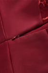 Illusion Sleeves Burgundy Satin Party Dress with Lace