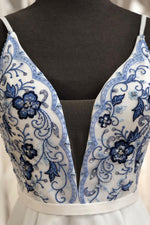 Straps Embroidery Homecoming Dress with Illusion V Inset