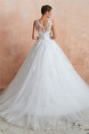 Princess Long Ball Gown A-line White Wedding Dress with Lace