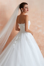 Long Sweetheart Ball Gown White Wedding Dress with Lace