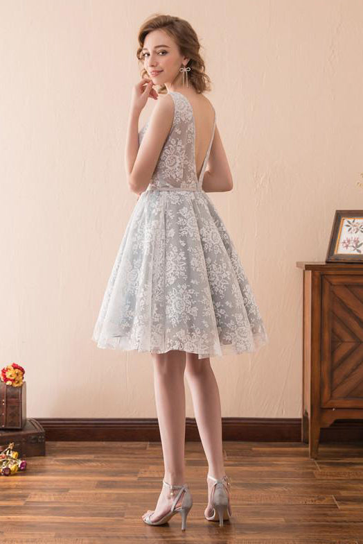 Princess Grey Short Homecoming Dress Party Dress