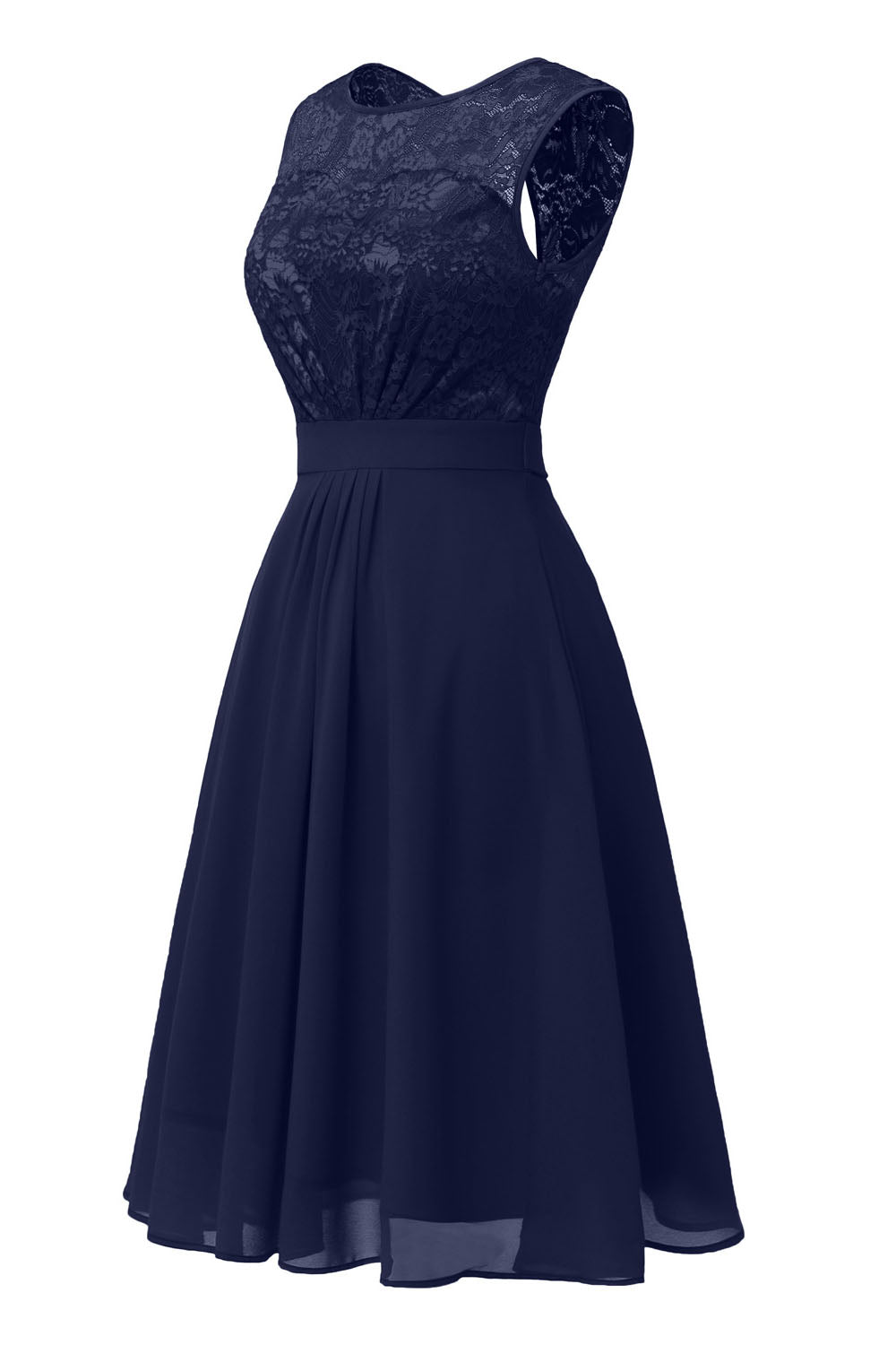 open lace back dress Jewel Patchwork Navy Blue Short Party Dress – FancyVestido