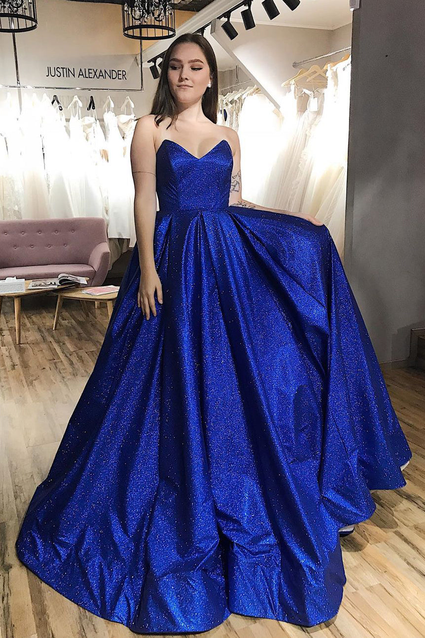 Sparkly Sweetheart Royal Blue Long Prom Dress FancyVestido Sparkly Sweetheart Royal Blue Long Prom Dress FancyVestido