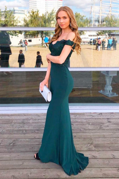 Off the Shoulder Mermaid Hunter Green Formal Dress