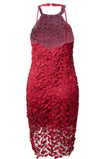 Halter Backless Sheath Burgundy Party Dress