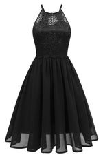 Spaghetti Straps Short Chiffon Black Party Dress