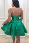 Spaghetti Straps Mini Emerald Green Homecoming Dress