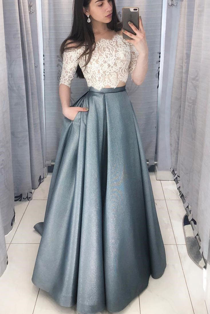 Two Piece Burgundy Long Prom Dress with White Lace Top FancyVestido Two Piece Burgundy Long Prom Dress with White Lace Top FancyVestido