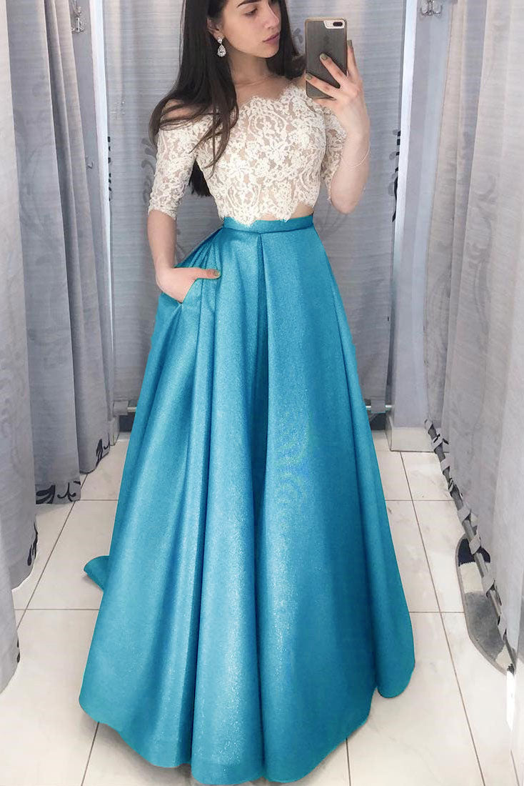 Two Piece Burgundy Long Prom Dress with White Lace Top FancyVestido Two Piece Burgundy Long Prom Dress with White Lace Top FancyVestido