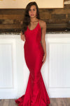 Criss Cross Mermaid Long Red Evening Dress