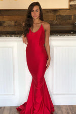 Criss Cross Mermaid Long Red Evening Dress
