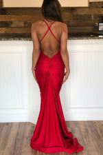 Criss Cross Mermaid Long Red Evening Dress
