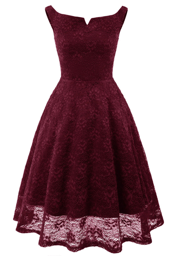 V-Wire Lace Navy Blue Short Party Dress