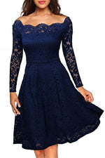 Off Shoulder Long Sleeves Lace Party Dress