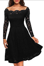 Off Shoulder Long Sleeves Lace Party Dress