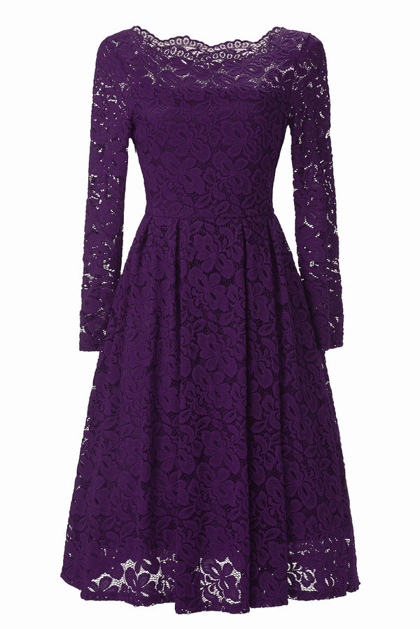 Off Shoulder Long Sleeves Lace Party Dress