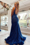 Mermaid Royal Blue V-Neck Long Party Dress