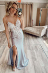 Sparkle Straps Mermaid Long Prom Dress with Appliques