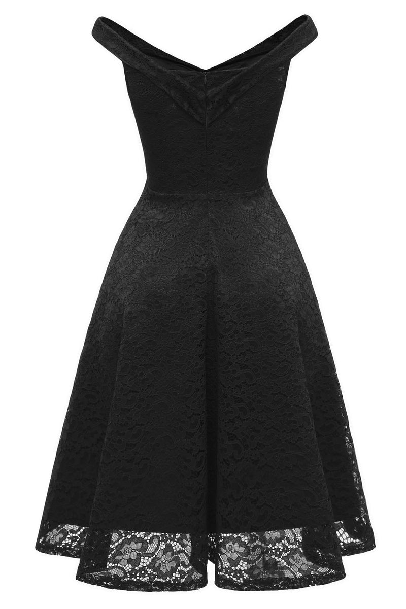 Straps Zipper Up Lace Black Short Dress