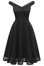 Straps Zipper Up Lace Black Short Dress