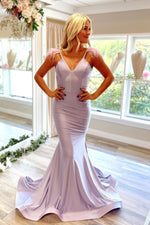Elegant Lilac V-Neck Mermaid Formal Dress