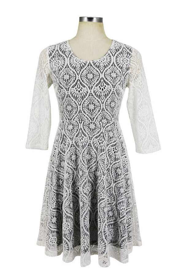 Jewel Neck Lace Short Party Dress