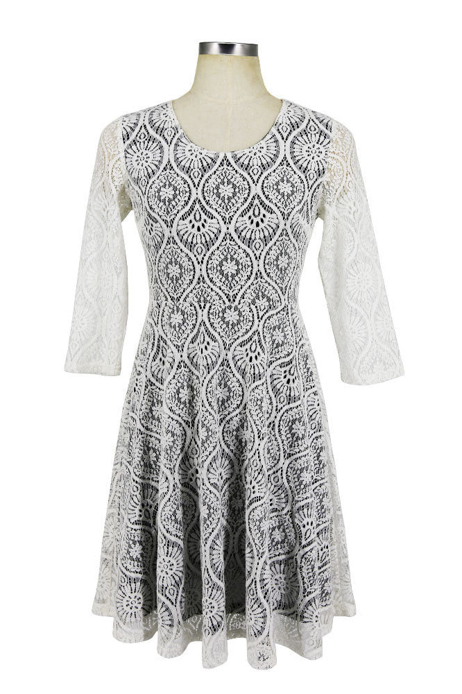 Jewel Neck Lace Short Party Dress